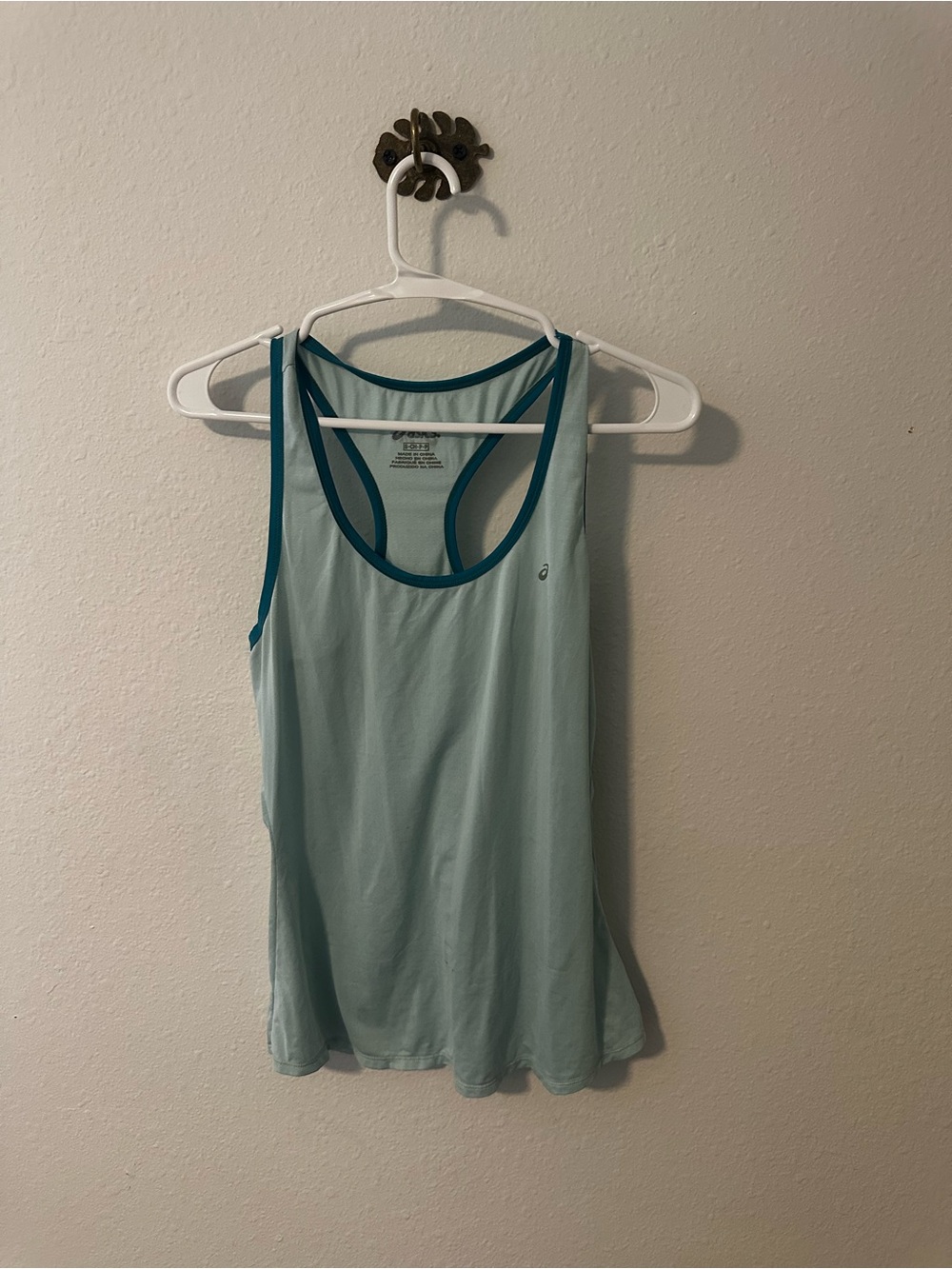Asics Light Aqua Tank with Teal Trim Racerback